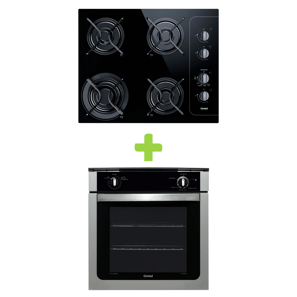 Combo Forno a Gás de Embutir Consul + Cooktop 4 bocas Consul com