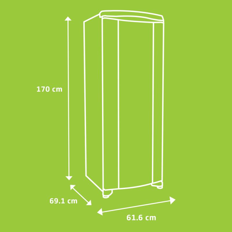 Desenho ilustrativo das dimensões da geladeira