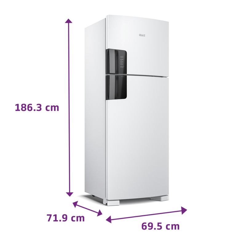 Imagem ilustrativa das dimensões da geladeira.