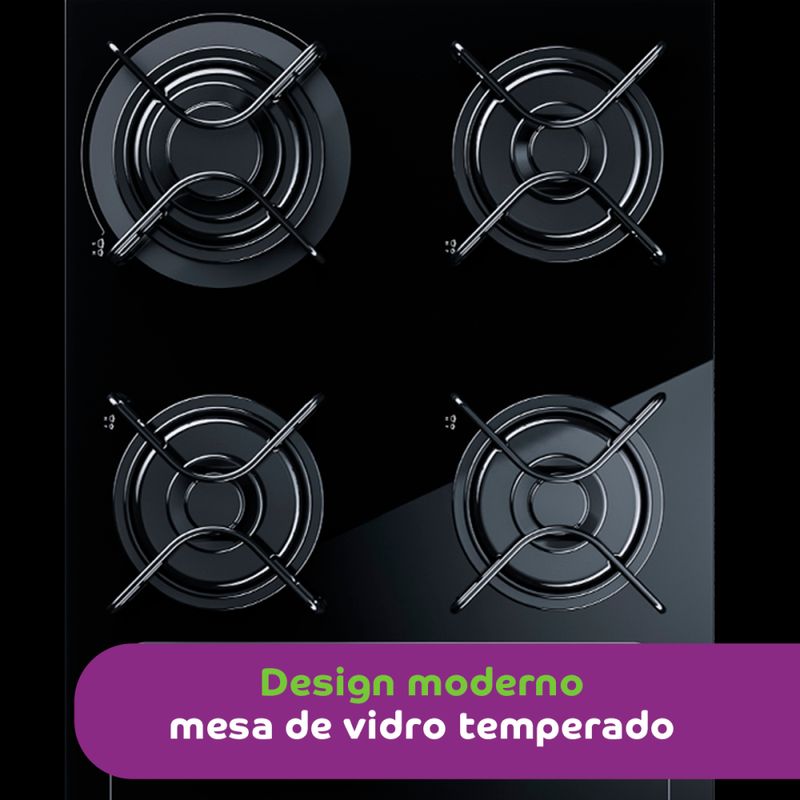 Vista superior das bocas do cooktop