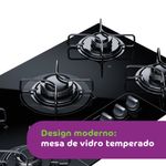 Imagem do cooktop com zoom para mostrar os detalhes da mesa de vidro temperado