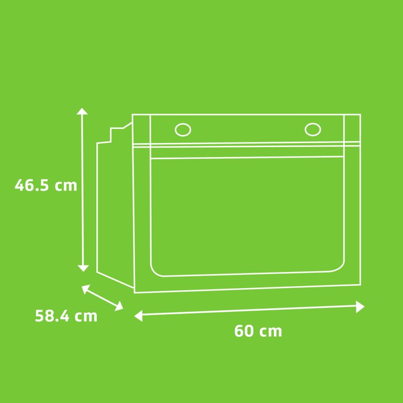 Imagem ilustrativa das dimensões do forno de embutir.
