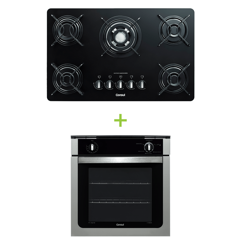 Combo Cooktop 5 bocas Consul CDD75AE +Forno de embutir a gás Consul