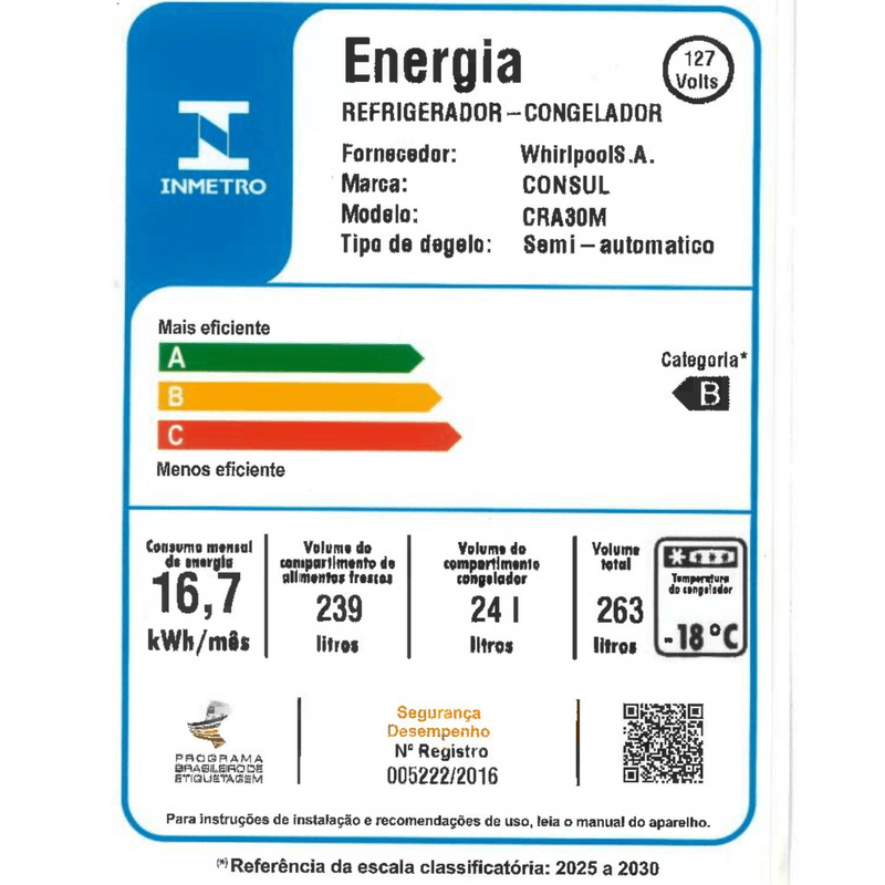 Consul_Geladeira_CRA30MB_Selo_Inmetro_127v