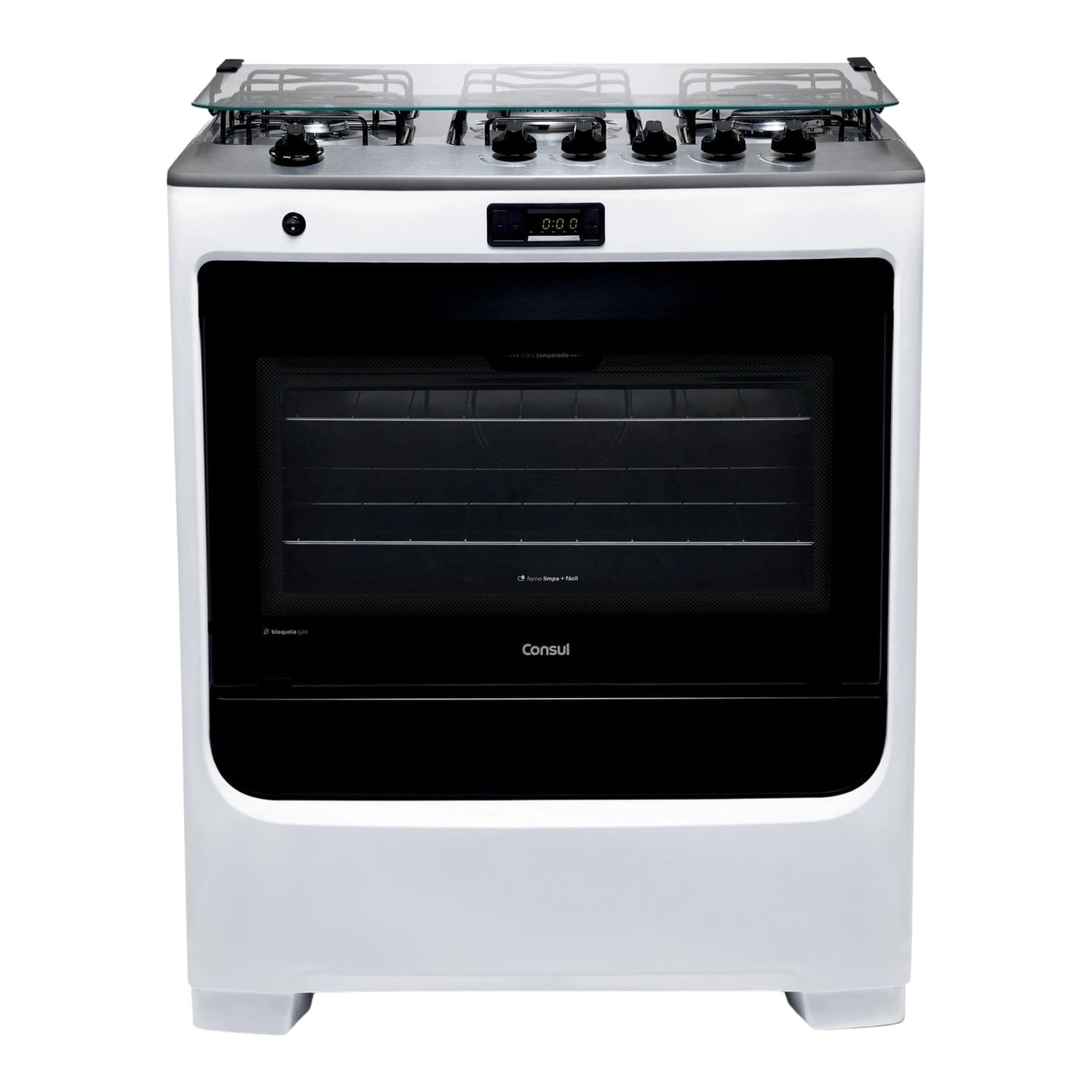 Fogão Consul 5 Bocas Branco com Dupla Chama e Timer Digital - CFS5QAB