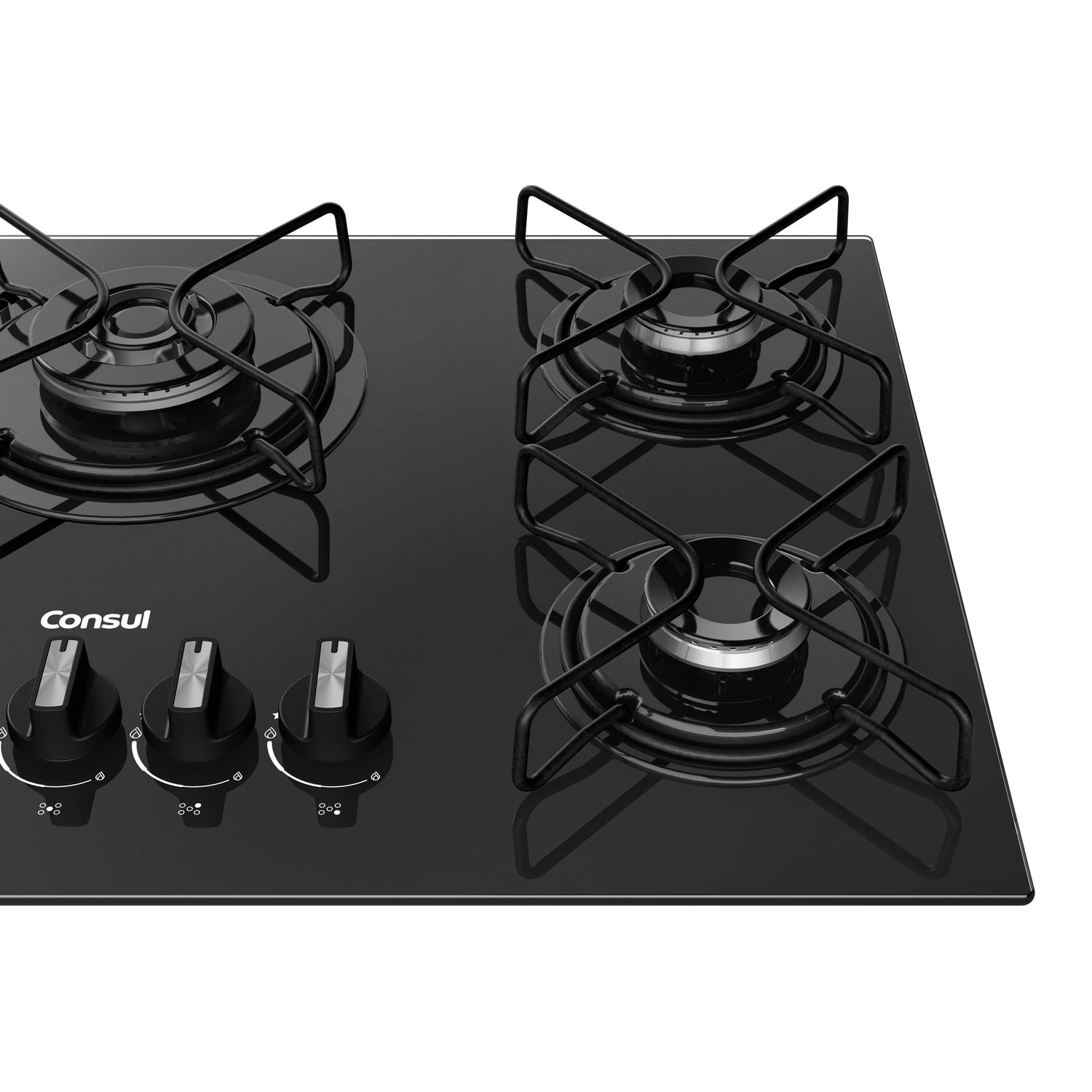 Cooktop 5 Bocas a Gás Consul com Queimadores Especiais e Mesa de Vidro ...