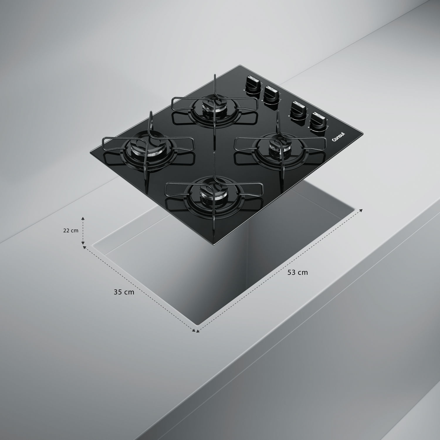 Cooktop 4 Bocas a Gás Consul com Grades Estáveis e Mesa de Vidro ...
