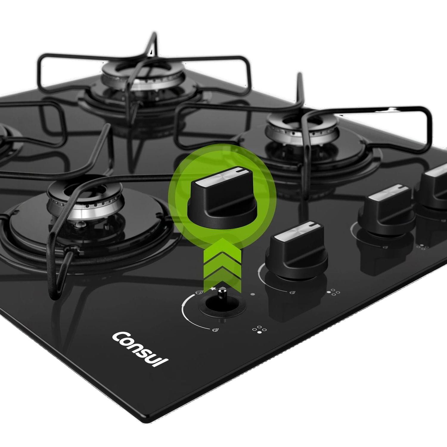 Cooktop 4 Bocas a Gás Consul com Grades Estáveis e Mesa de Vidro ...