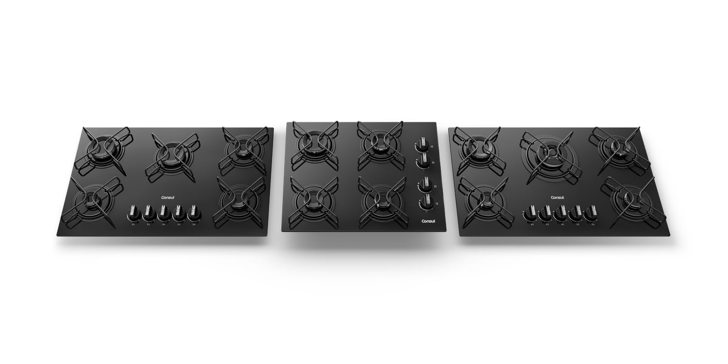 Cooktop 4 Bocas a Gás Consul com Grades Estáveis e Mesa de Vidro ...