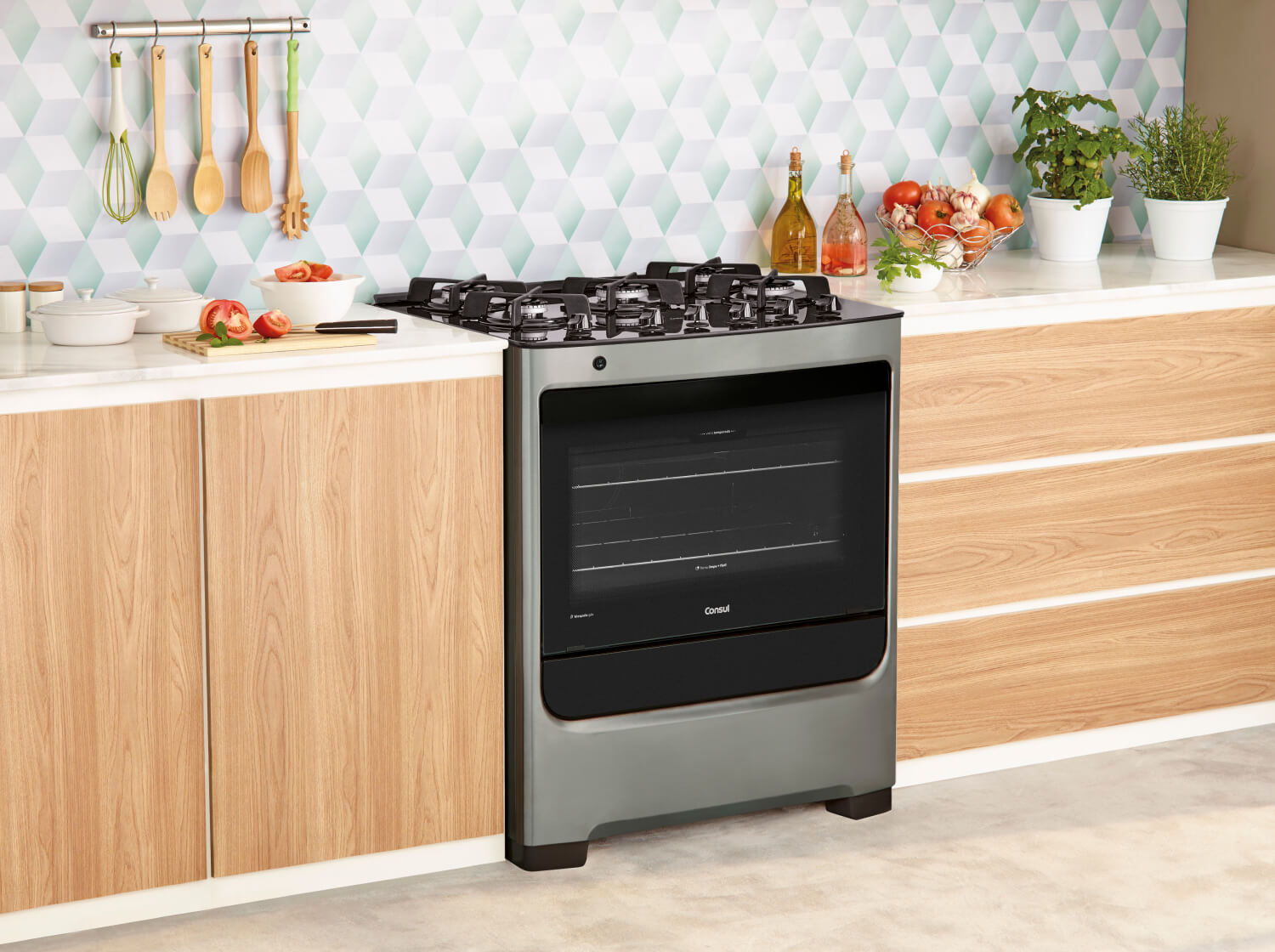 fogao consul mesa de vidro 5 bocas