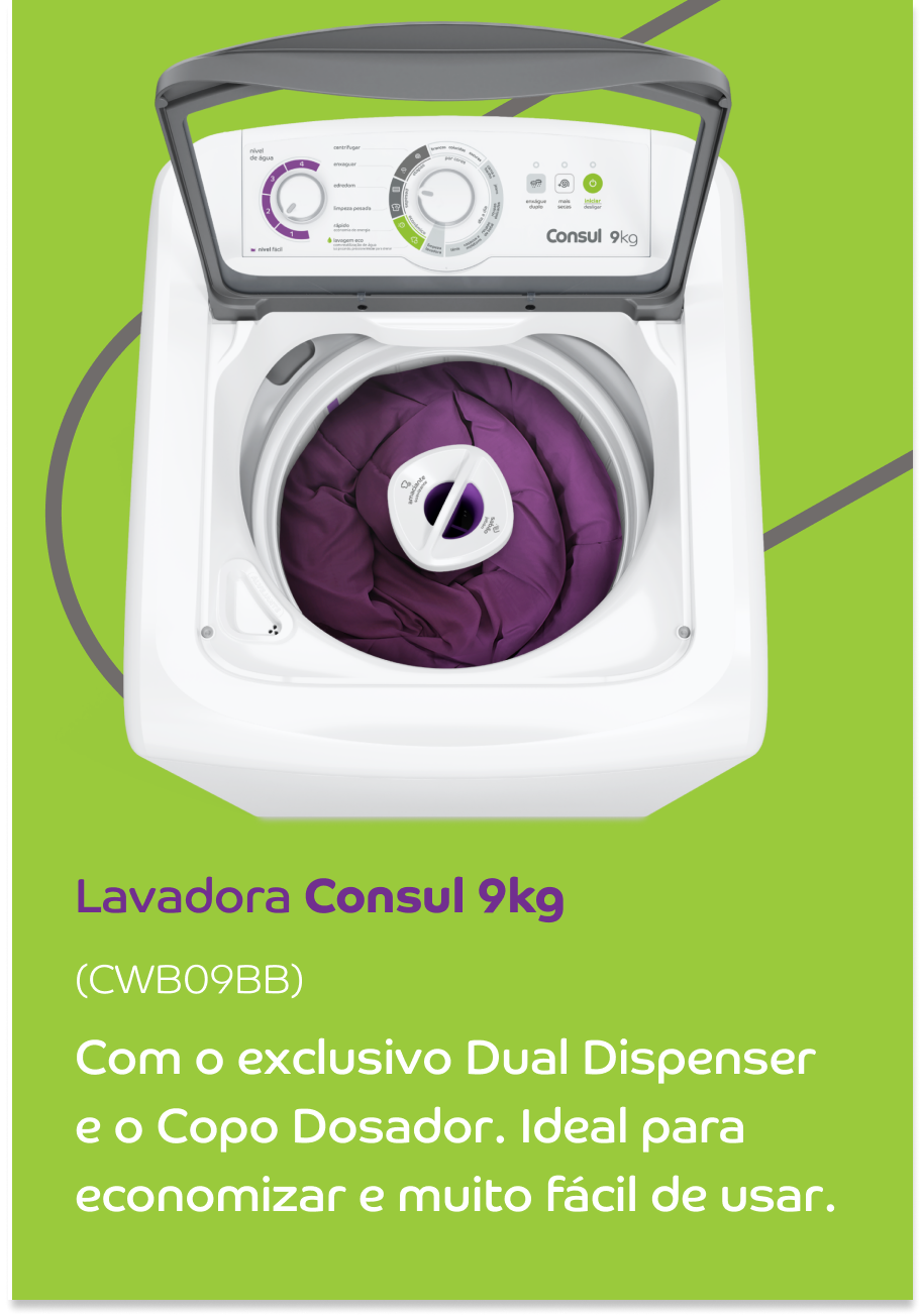 Máquina de Lavar Roupas 9Kg Consul CWB09AB, Ciclo Edredom, Dual Dispenser,  Dosagem Extra Econômica, Branco - Máquina de Lavar - Magazine Luiza