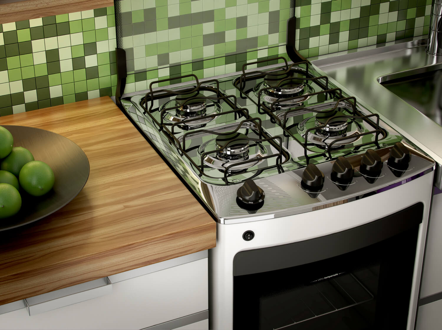 fogao mesa de inox 4 bocas